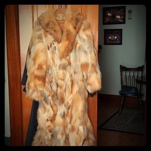 Silver and red fox boot length coat